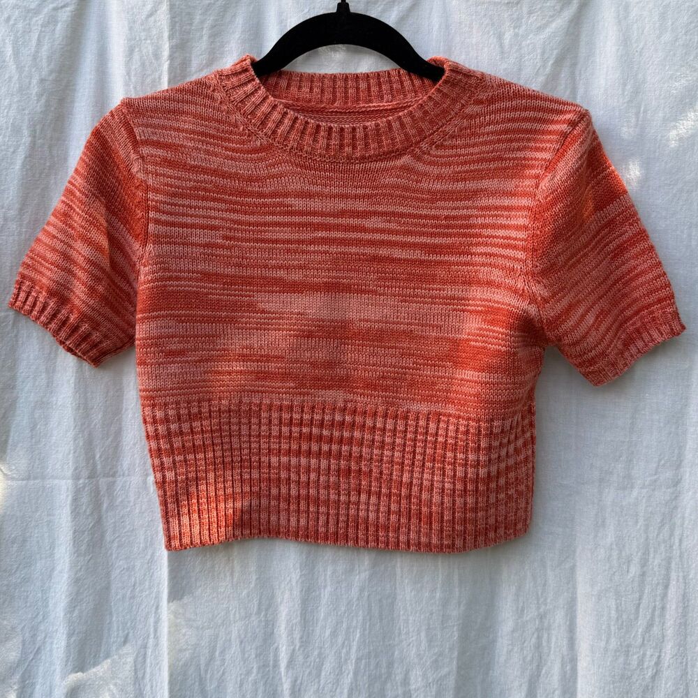 Short-Sleeve Ribbed Knit Top | Size S